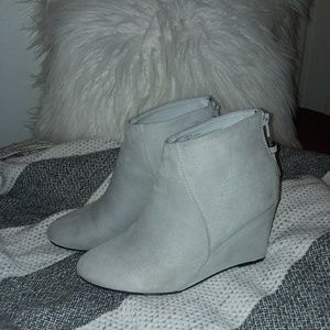 Gray suede ankle boots
